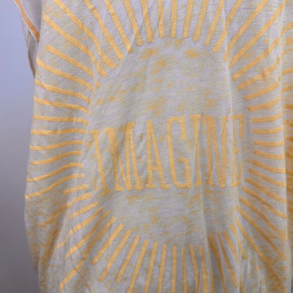 Chaser Yellow Burnout Imagine V-Neck Blouse Size Small - Picture 7 of 8